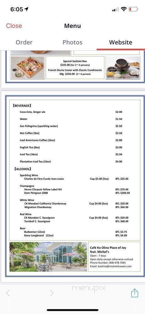Cafe Ko Olina Place of Joy - Kapolei, HI menu_pic
