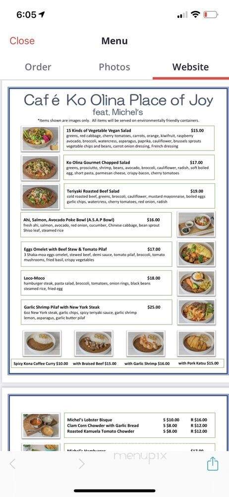 Cafe Ko Olina Place of Joy - Kapolei, HI menu_pic