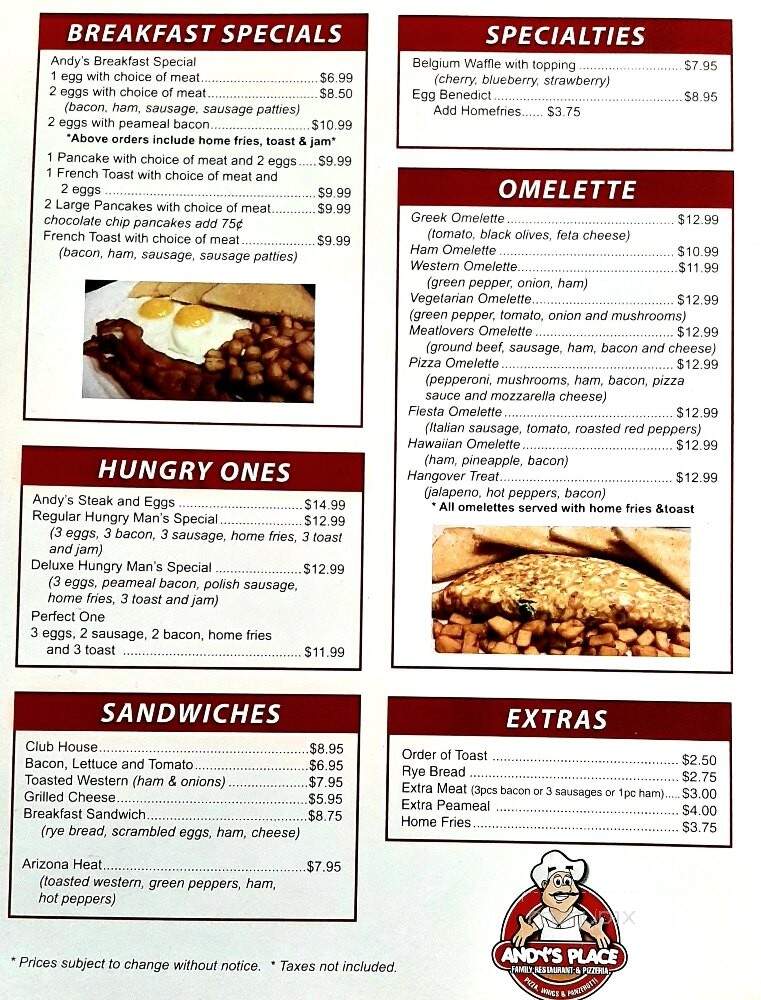 Andy's Place - Chatham-Kent, ON menu_pic