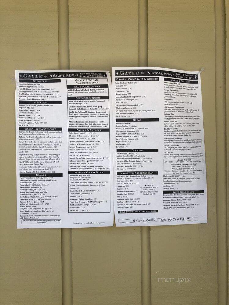 Gayle's Bakery & Rosticceria - Capitola, CA menu_pic