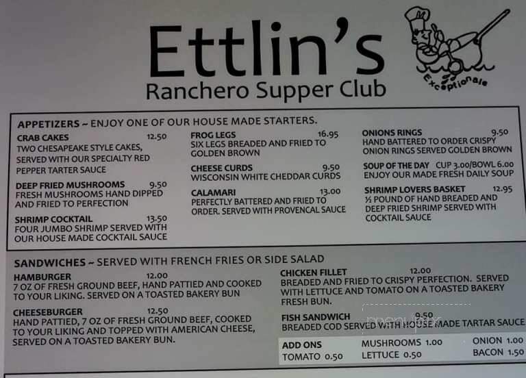 Ranchero Supper Club - Webster, MN menu_pic