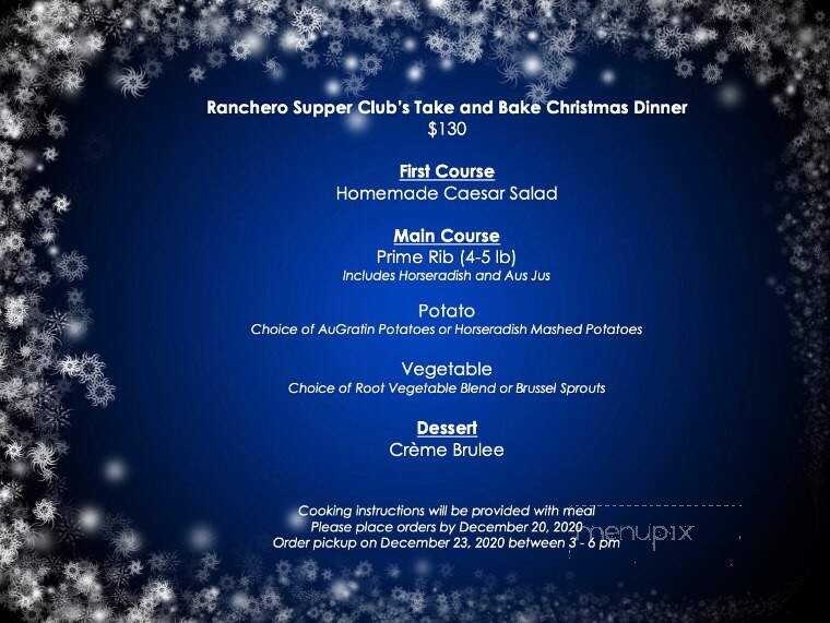 Ranchero Supper Club - Webster, MN menu_pic