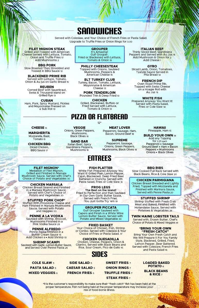 Sand Bar - Marco Island, FL menu_pic