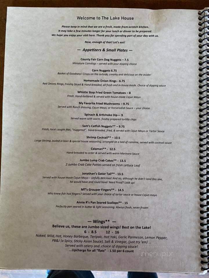 The Lake House - Summerton, SC menu_pic