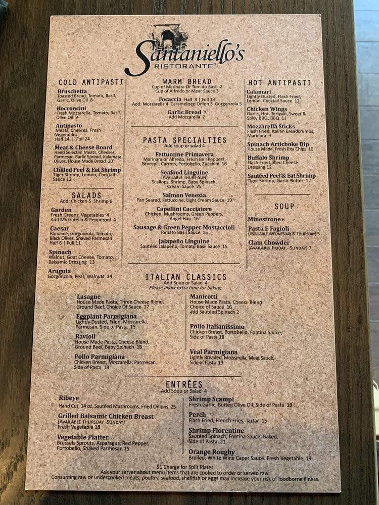 Santaniello's Glenlord Restaurant - Stevensville, MI menu_pic