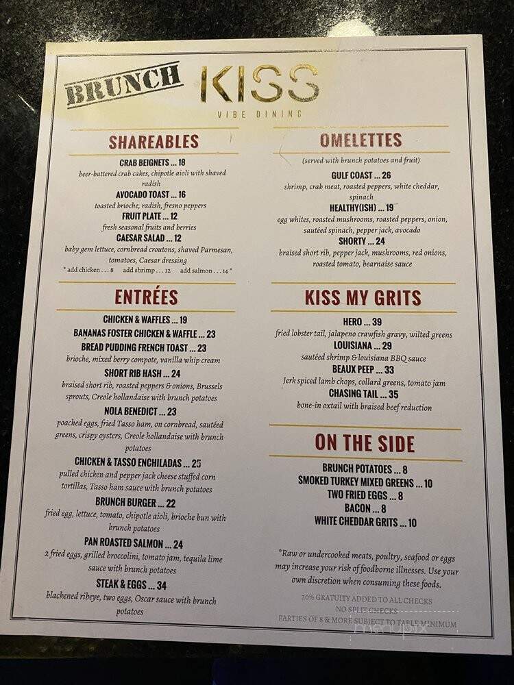 Kiss - Houston, TX menu_pic