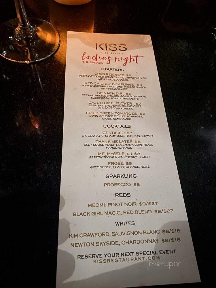 Kiss - Houston, TX menu_pic