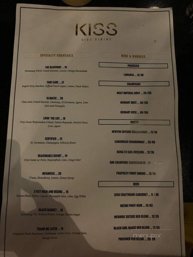 Kiss - Houston, TX menu_pic
