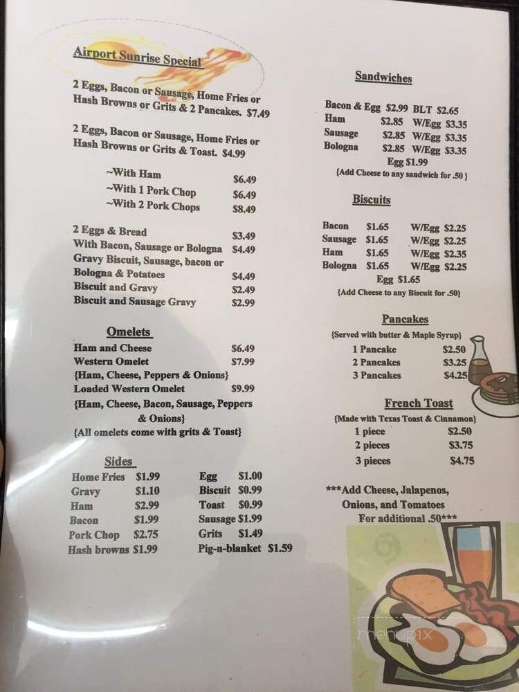 Airport Grill - Trenton, SC menu_pic
