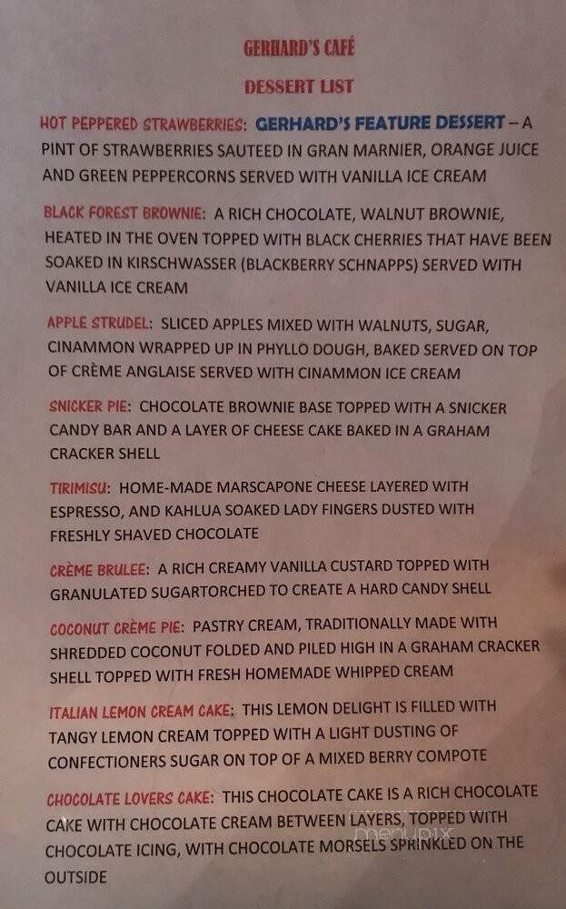 Gerhard's Cafe - Spartanburg, SC menu_pic
