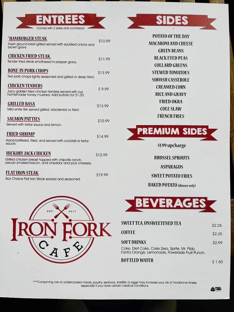 Iron Fork Cafe - Eatonton, GA menu_pic