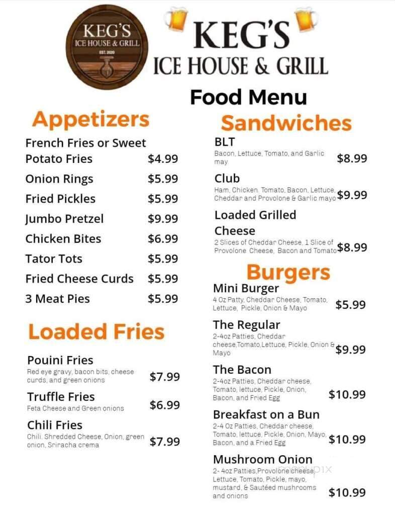 Keg's Ice House & Grill - Houston, TX menu_pic