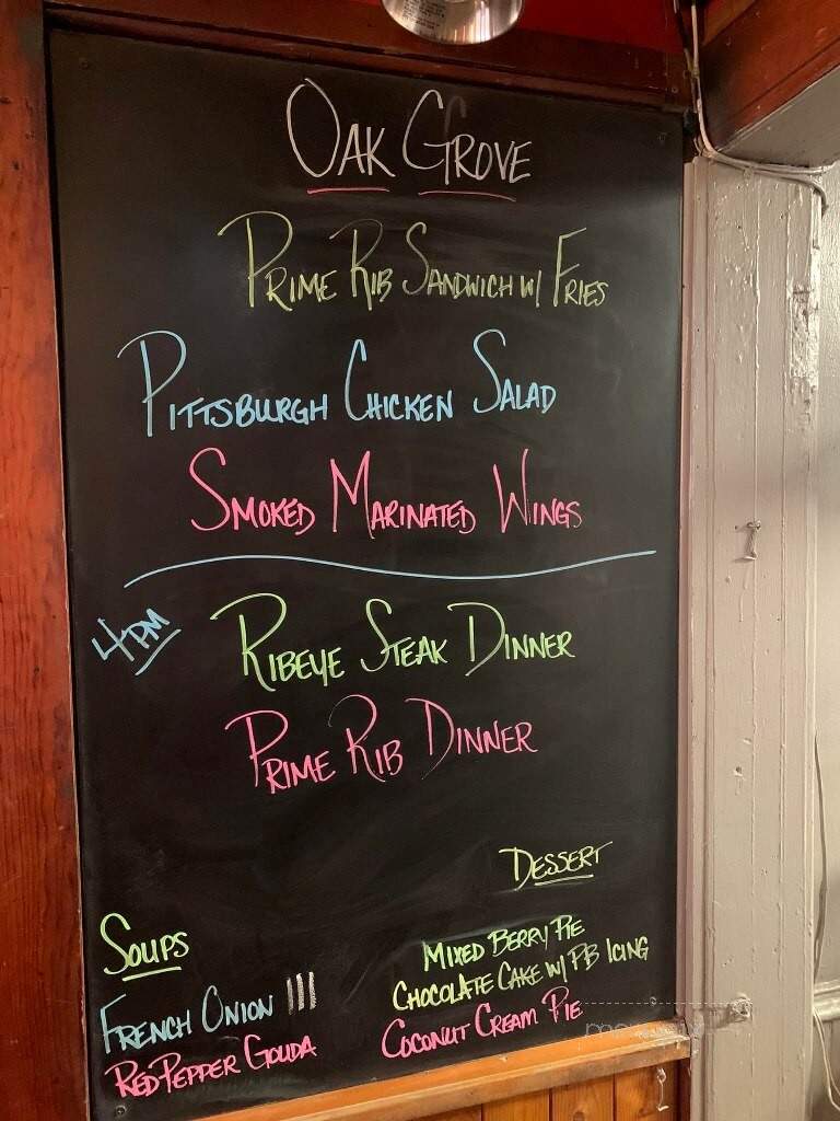 Oak Grove Tavern - Avis, PA menu_pic