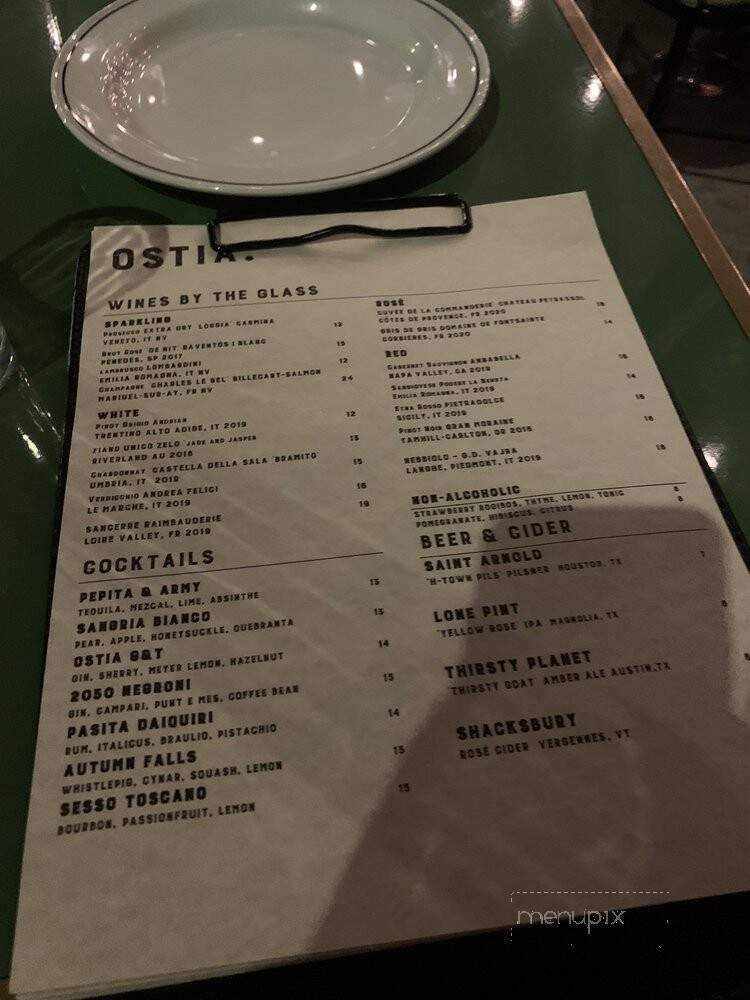 Ostia - Houston, TX menu_pic