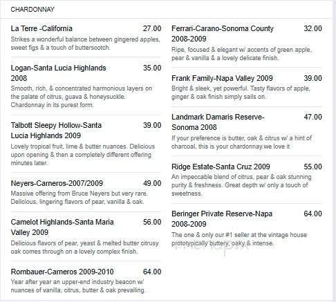 Vintage House Restaurant - Hickory, NC menu_pic