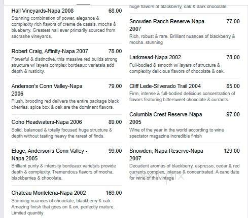 Vintage House Restaurant - Hickory, NC menu_pic