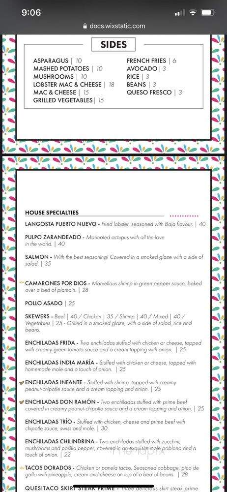 Mama Por Dios - Los Angeles, CA menu_pic