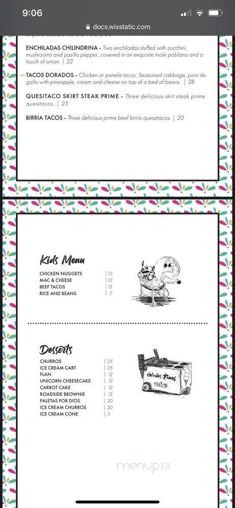Mama Por Dios - Los Angeles, CA menu_pic