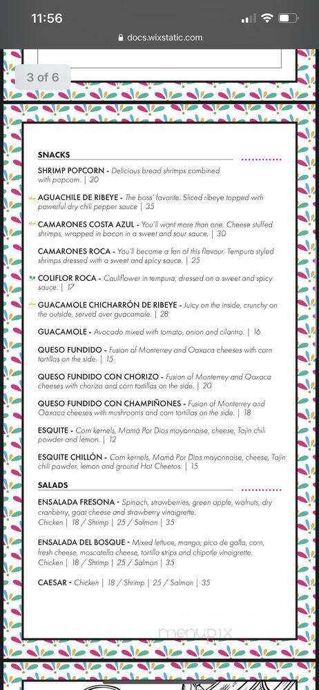 Mama Por Dios - Los Angeles, CA menu_pic