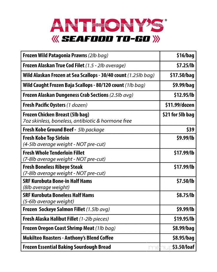 Anthony's Restaurants - Richland, WA menu_pic