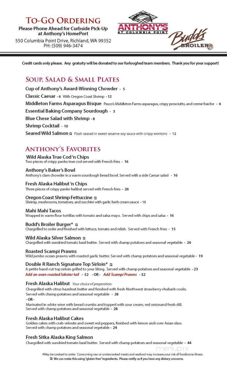 Anthony's Restaurants - Richland, WA menu_pic