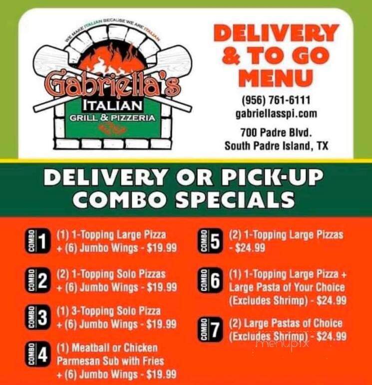 Gabriella's Italian Grill & Pizzeria - South Padre Island, TX menu_pic