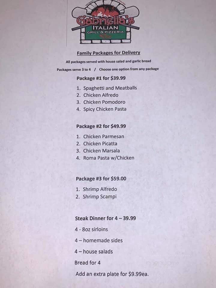 Gabriella's Italian Grill & Pizzeria - South Padre Island, TX menu_pic