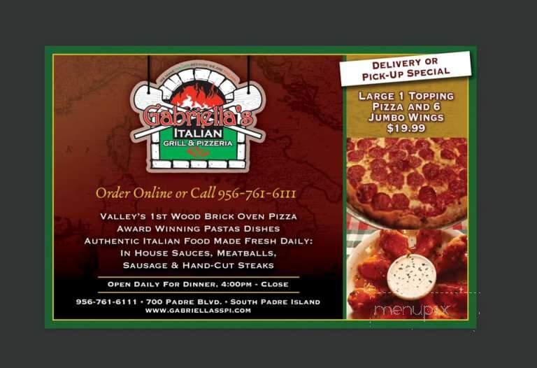Gabriella's Italian Grill & Pizzeria - South Padre Island, TX menu_pic