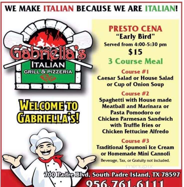 Gabriella's Italian Grill & Pizzeria - South Padre Island, TX menu_pic