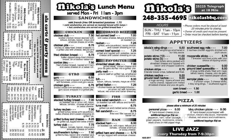 Nikola's - Southfield, MI menu_pic
