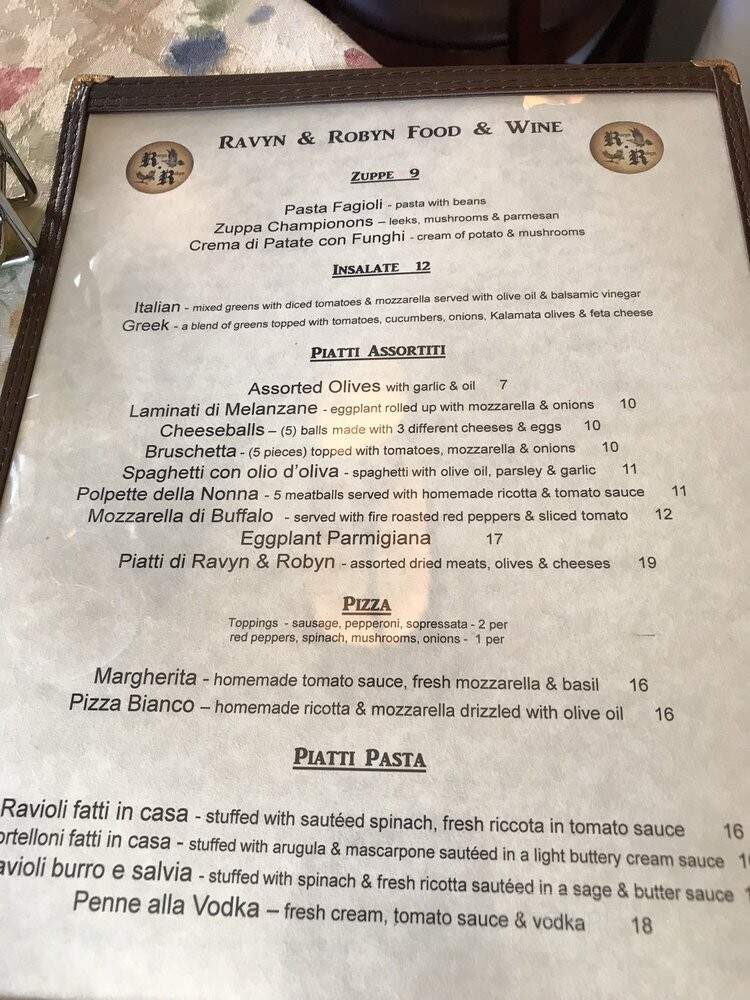 Ravyn & Robyn - Hawley, PA menu_pic