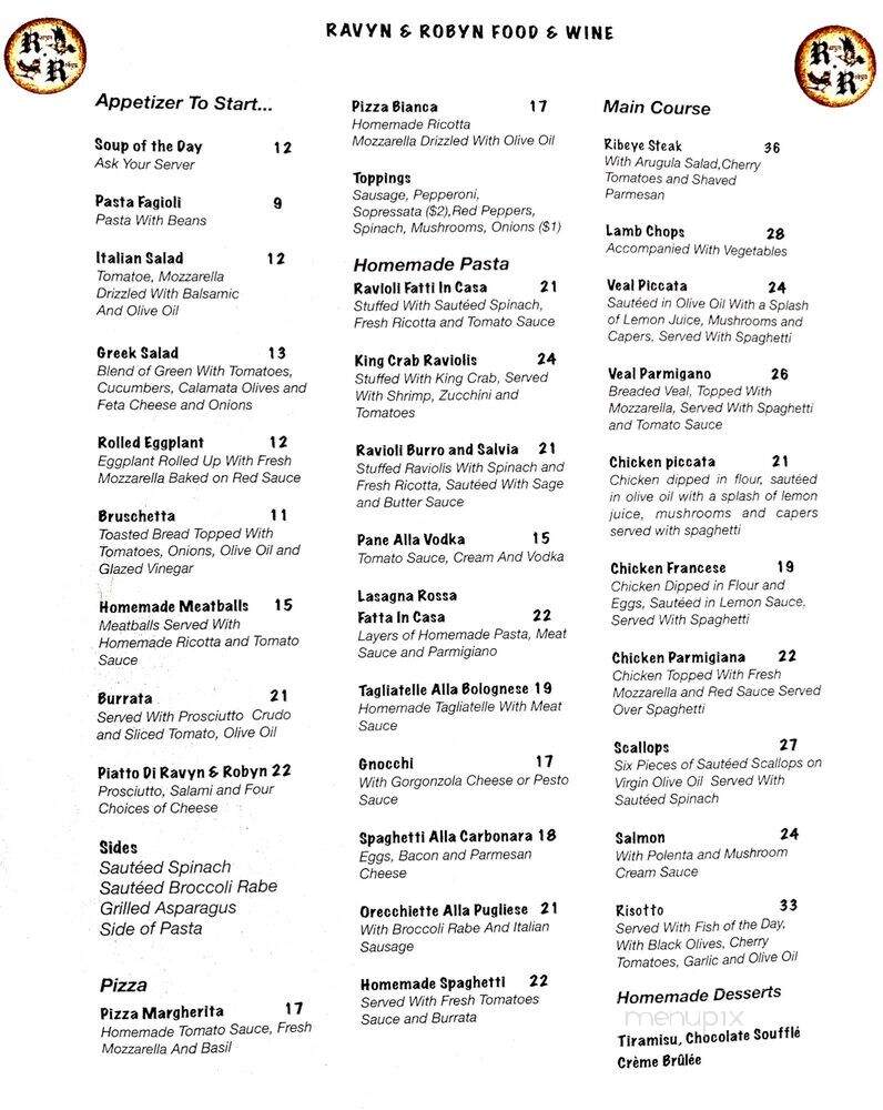 Ravyn & Robyn - Hawley, PA menu_pic