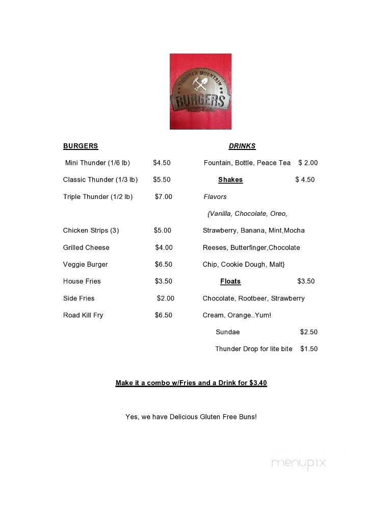 Thunder Mountain Burgers - Cascade, ID menu_pic