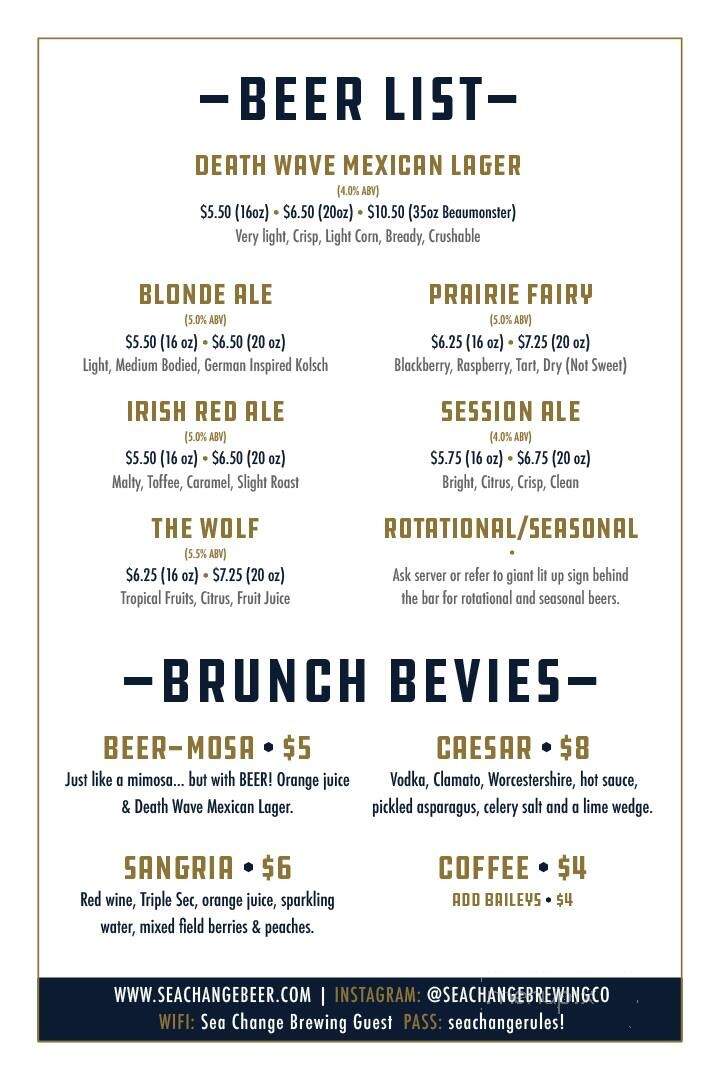 Sea Change Brewing - Beaumont, AB menu_pic