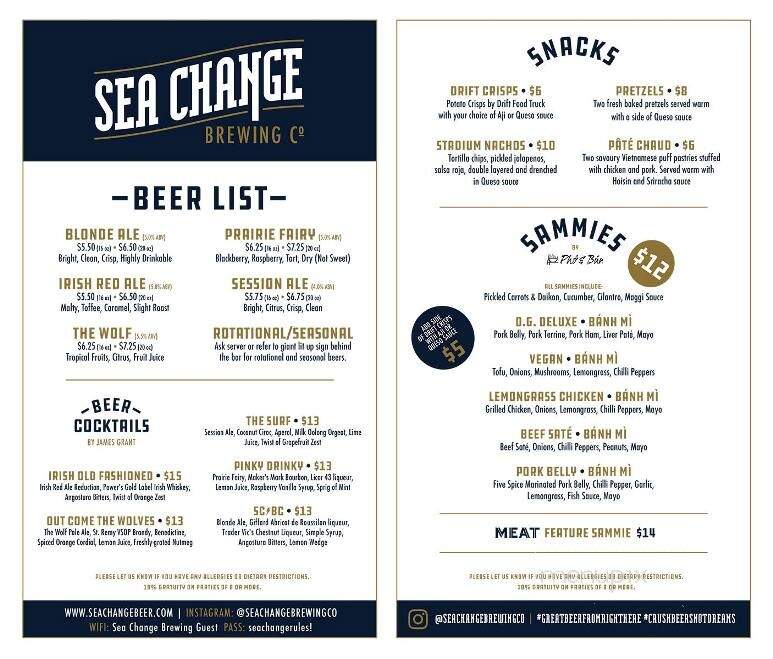 Sea Change Brewing - Beaumont, AB menu_pic