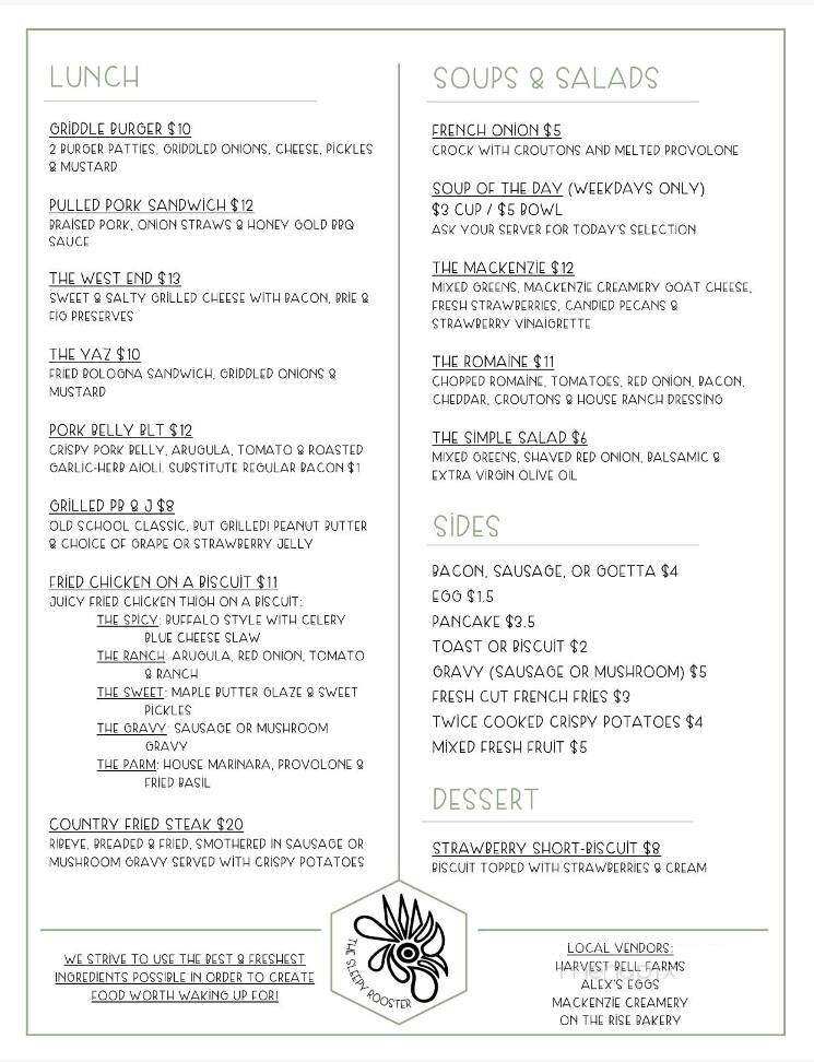 The Sleepy Rooster - Chagrin Falls, OH menu_pic