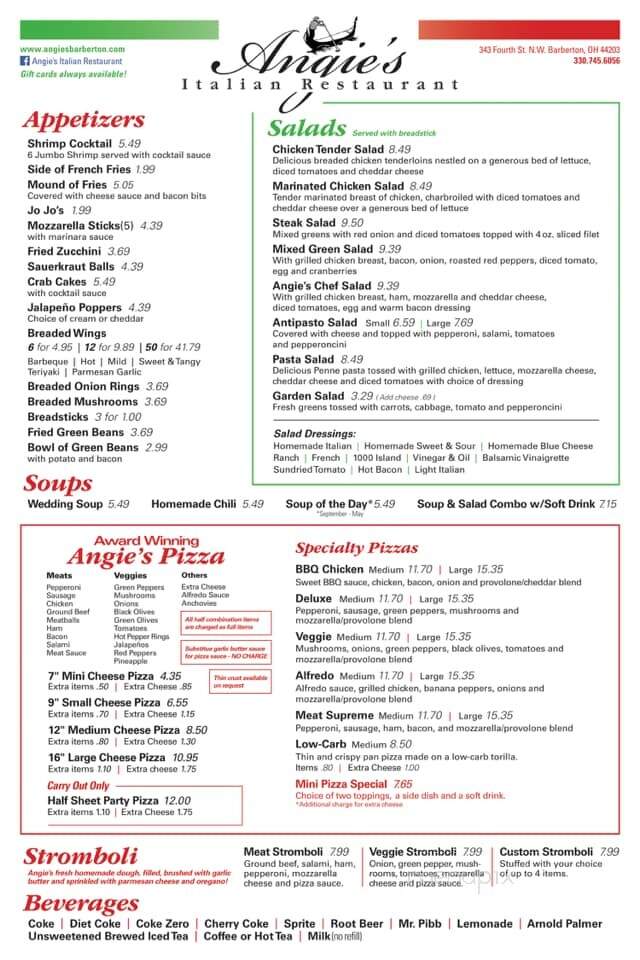 Angie's Pizza Restaurant - Barberton, OH menu_pic