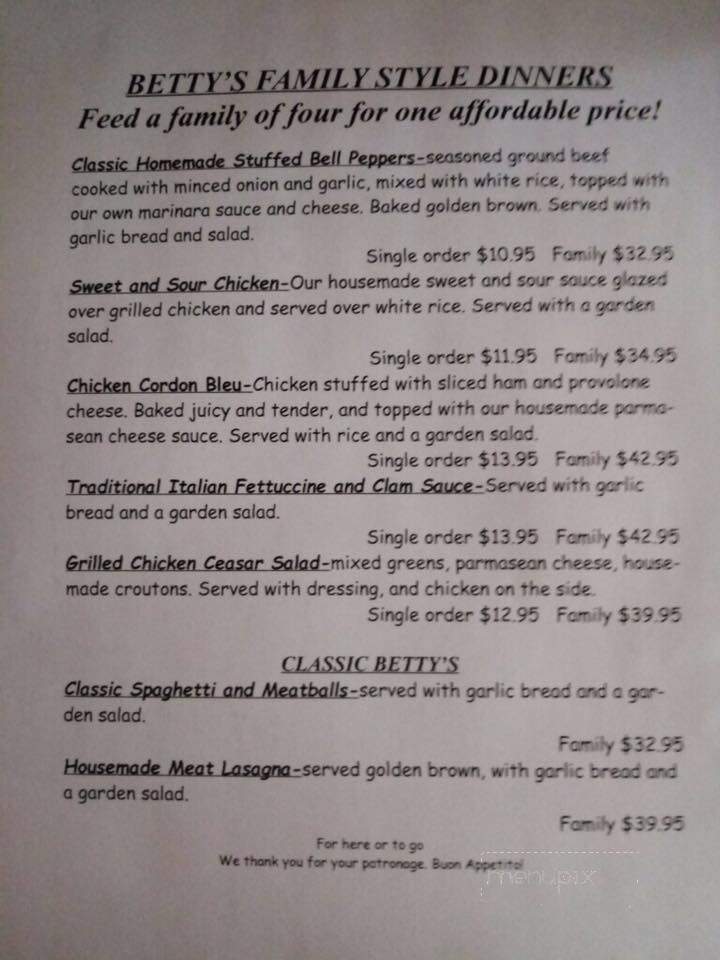 Betty's Pizza & Subs - Melrose, FL menu_pic