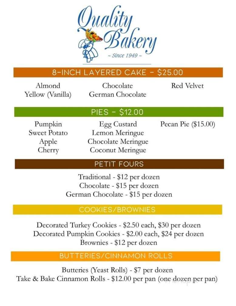 Quality Bakery - Gulfport, MS menu_pic