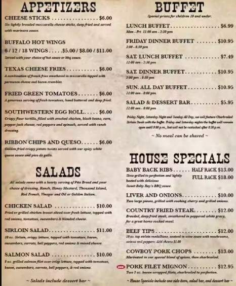 Old West Steakhouse - Mckenzie, TN menu_pic