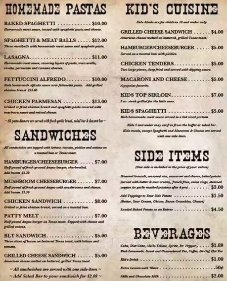 Old West Steakhouse - Mckenzie, TN menu_pic