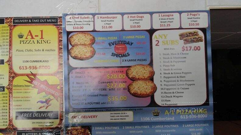 A 1 Pizza King - Cornwall, ON menu_pic