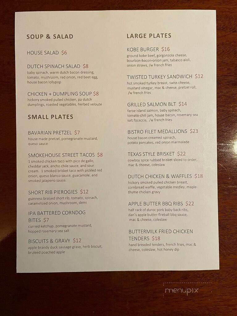 Point Phillips Hotel - Bath, PA menu_pic