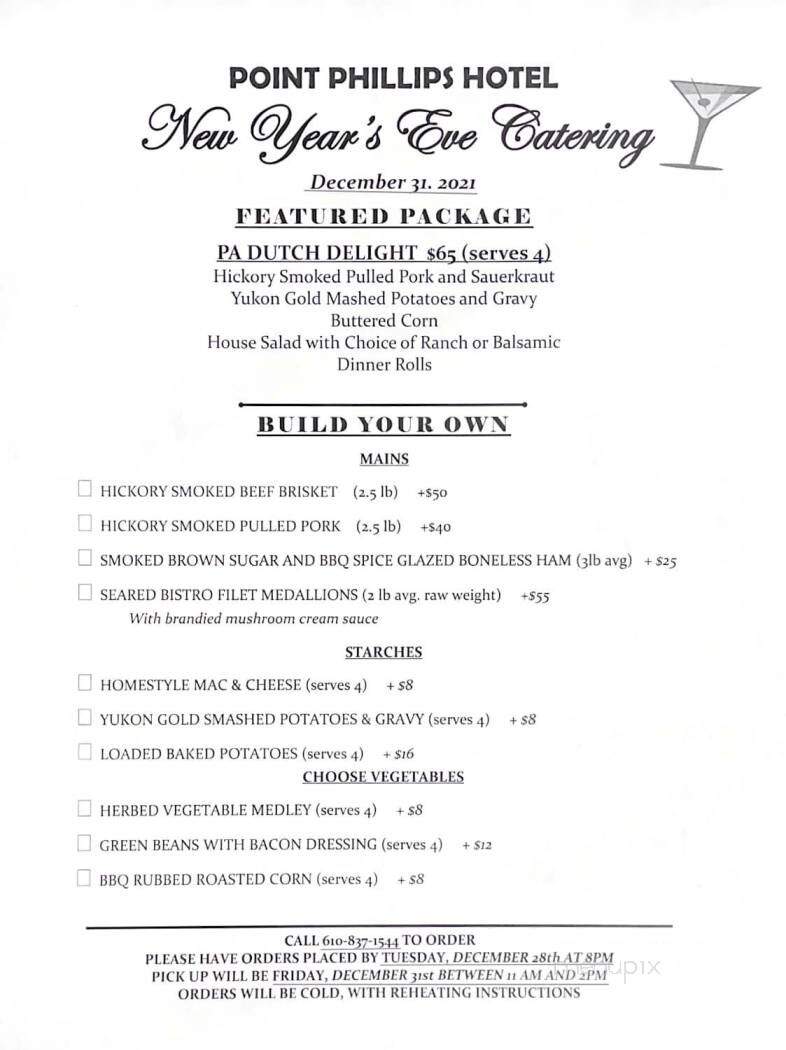 Point Phillips Hotel - Bath, PA menu_pic