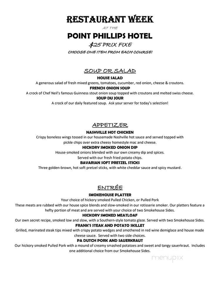 Point Phillips Hotel - Bath, PA menu_pic
