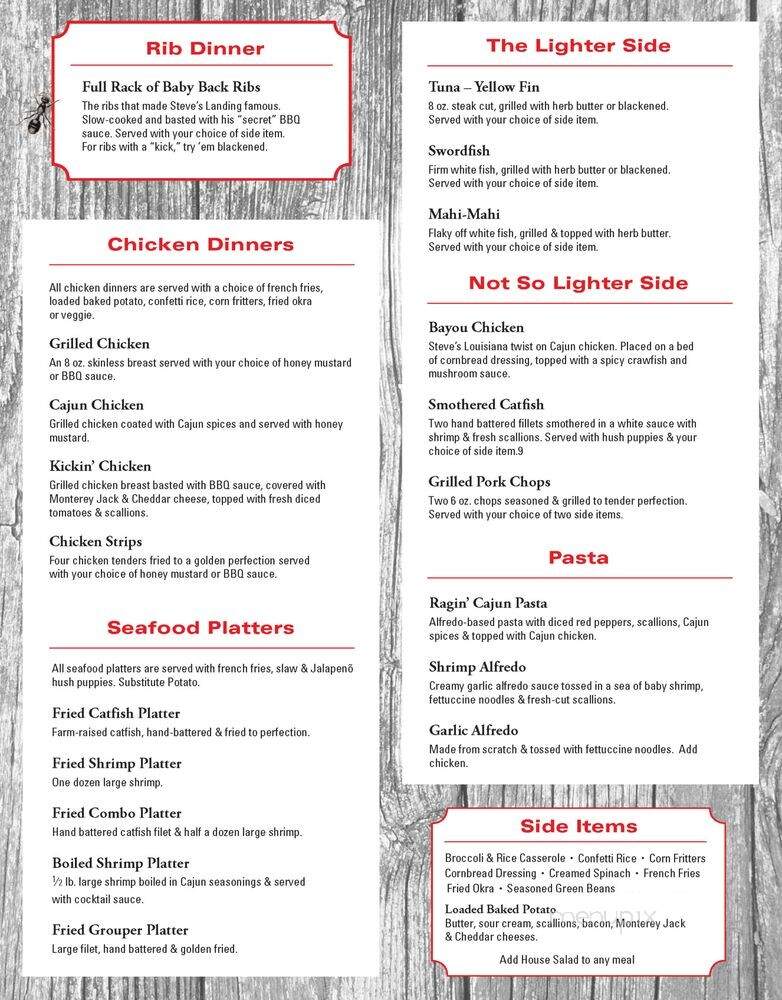 Steve's Landing - Soddy Daisy, TN menu_pic
