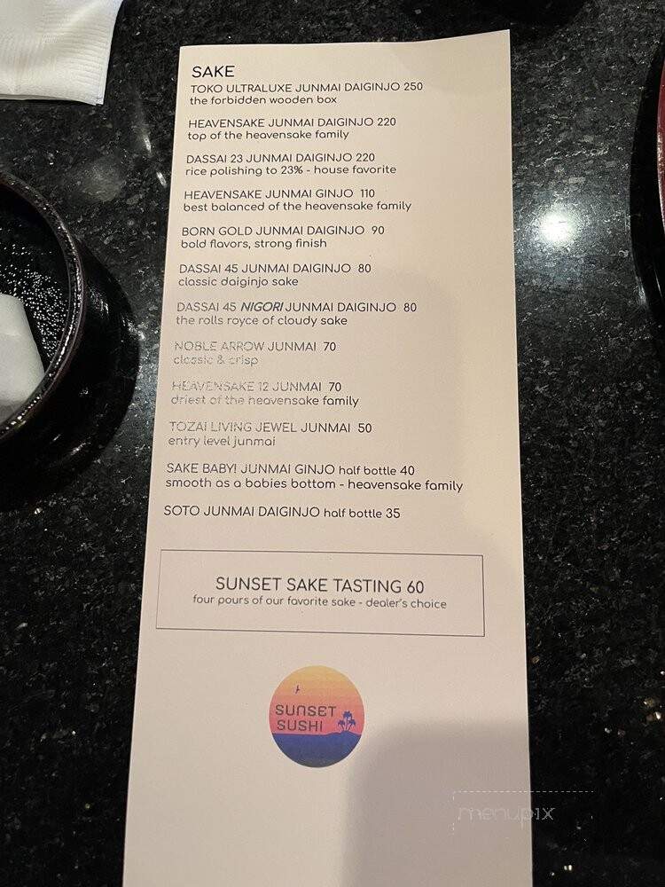 Sunset Sushi - Boca Raton, FL menu_pic