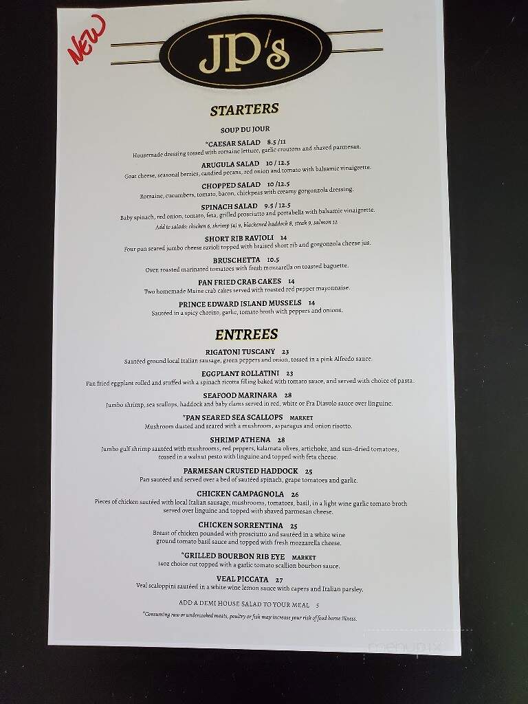 JP's Bistro - Falmouth, ME menu_pic