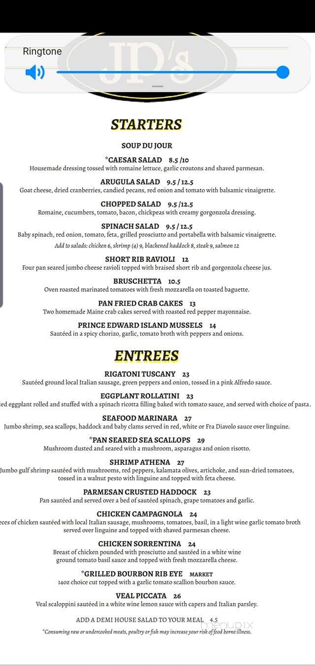 JP's Bistro - Falmouth, ME menu_pic