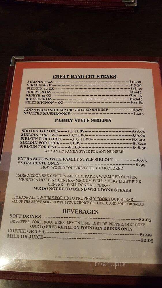 Section Hand Steak House - Brownwood, TX menu_pic